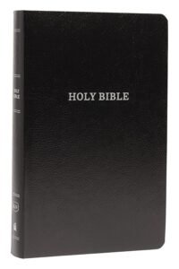 kjv holy bible gift and award, black leather look, red letter, comfort print king james version