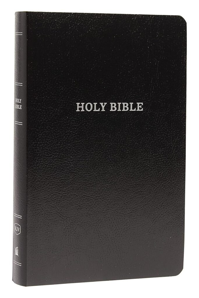 kjv holy bible gift and award, black leather look, red letter, comfort print king james version