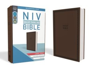 niv, value thinline bible, large print, leathersoft, brown, comfort print